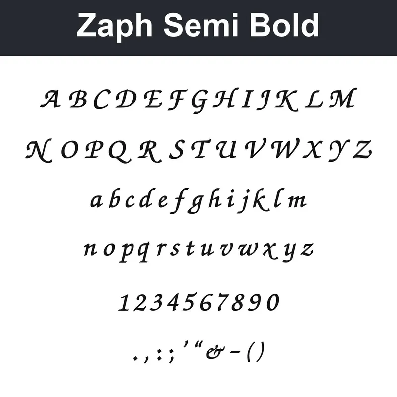Zaph - Semi Bold character chart