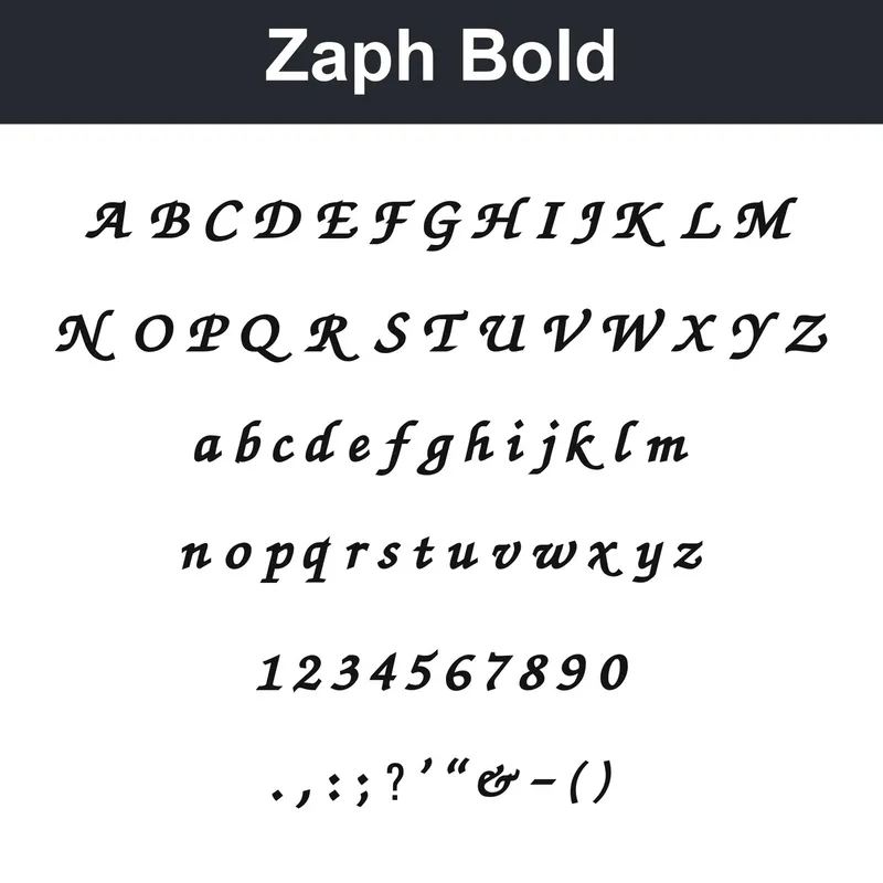 Zaph - Bold character chart