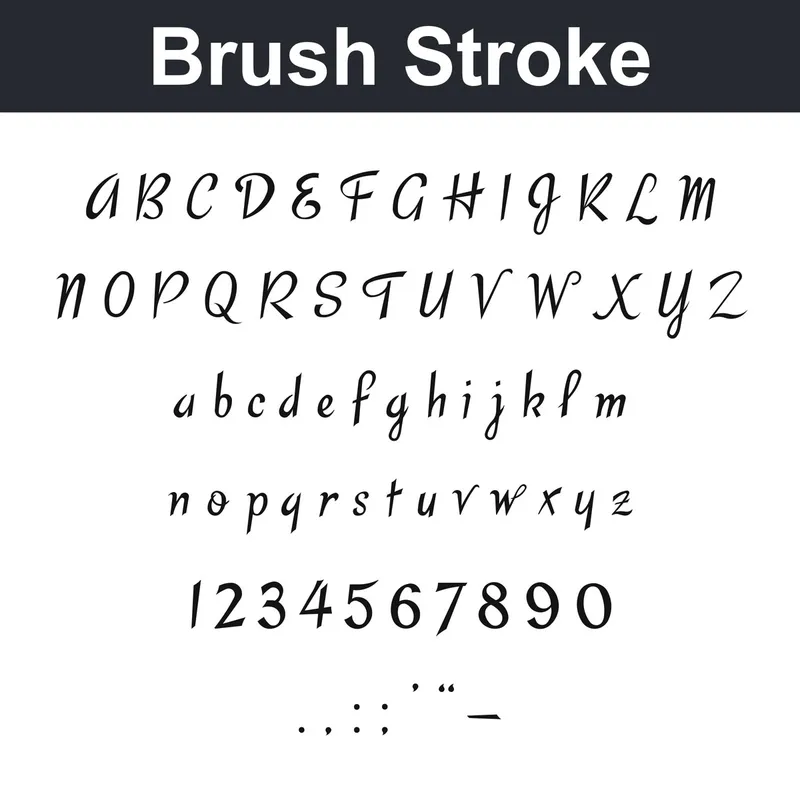 Brush Stroke character chart