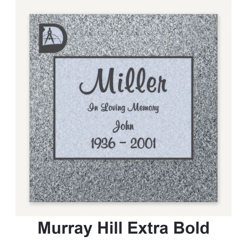 Murray Hill Extra Bold carved in granite