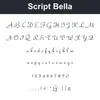 Script Bella character chart