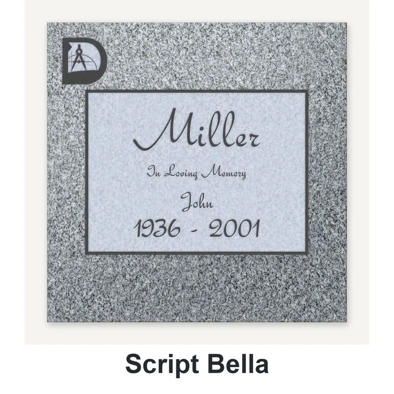 Script Bella carved in granite