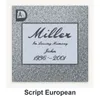 Script-European carved in granite