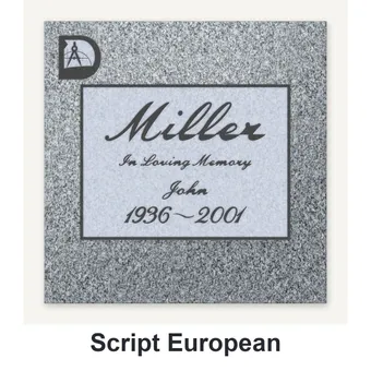 Script-European carved in granite