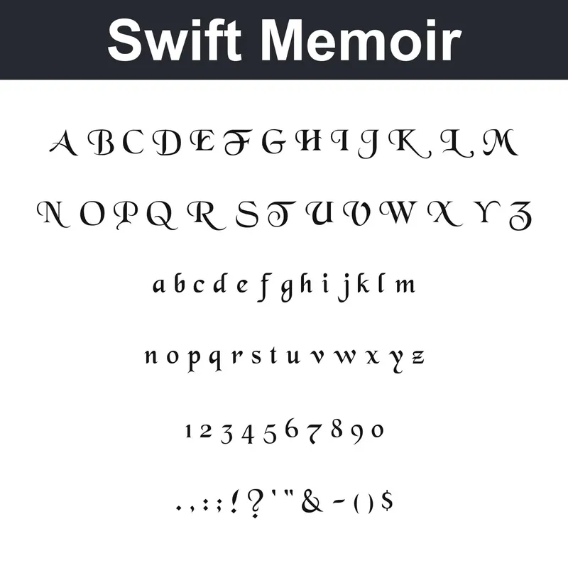 Swift Memoir character chart