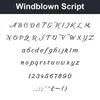 Windblown Script character chart