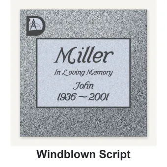 Windblown Script carved in granite