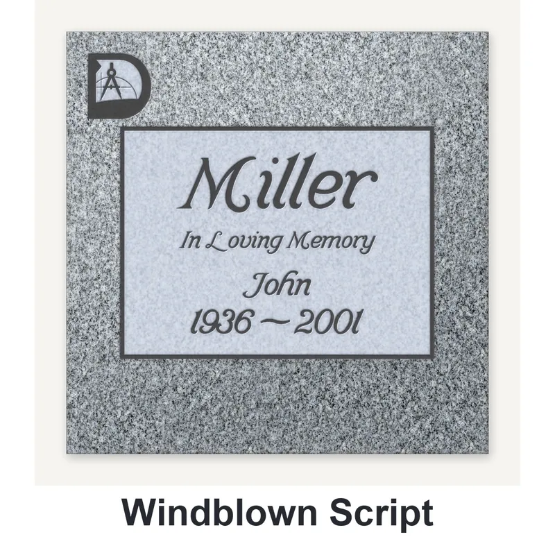 Windblown Script carved in granite