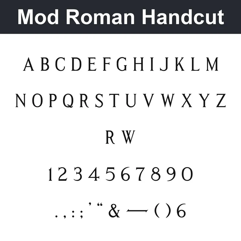 Mod Roman Handcut character chart