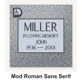 Mod Roman Sans Serif carved in granite