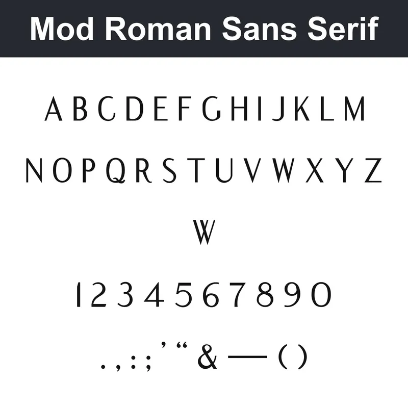 Mod Roman Sans Serif character chart