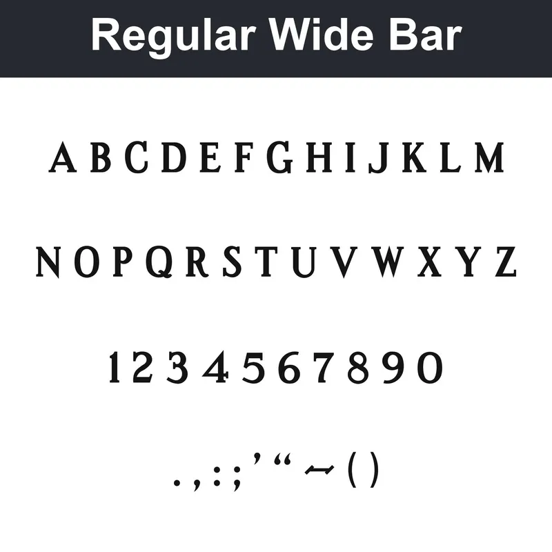 Regular Wide Bar character chart