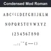 Condensed Mod Roman character chart