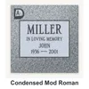 Condensed Mod Roman carved in granite