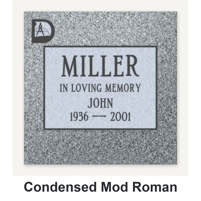 Condensed Mod Roman carved in granite