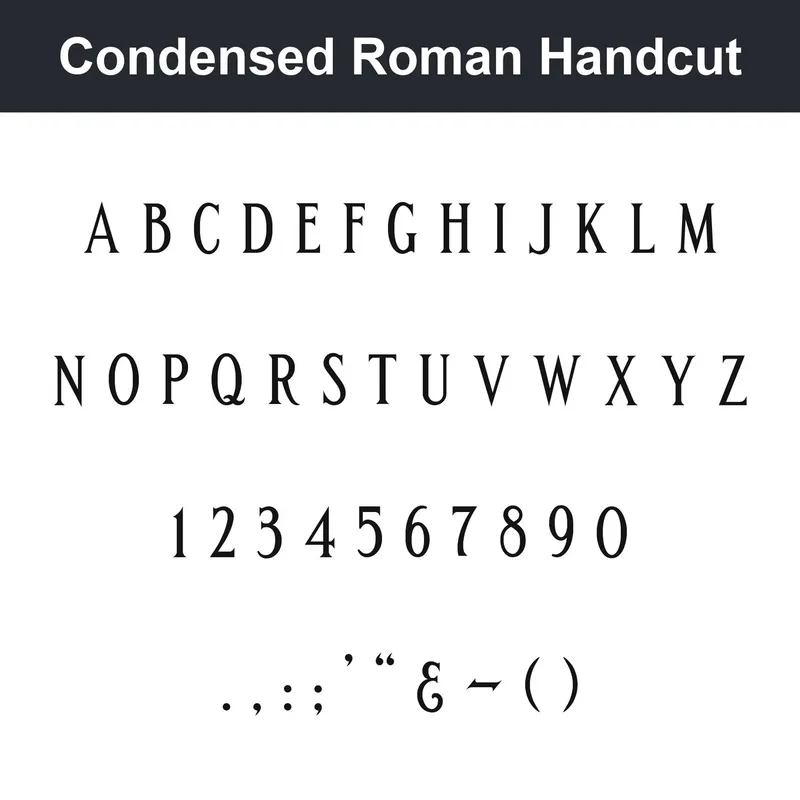 Condensed Roman Handcut character chart