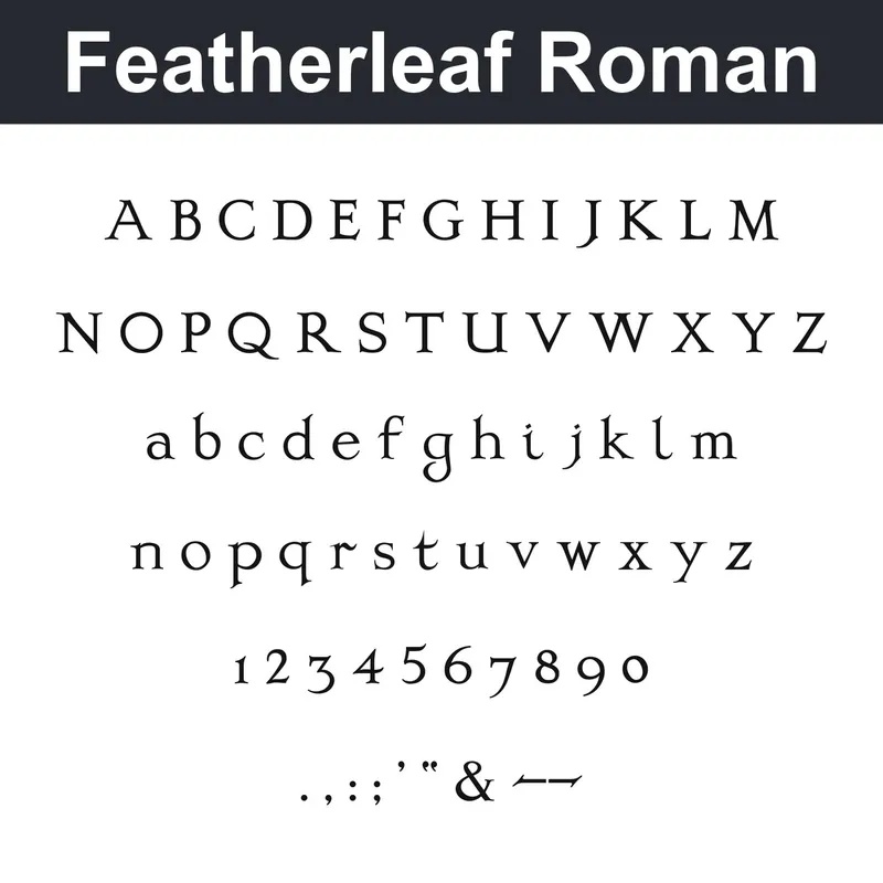 Featherleaf Roman character chart