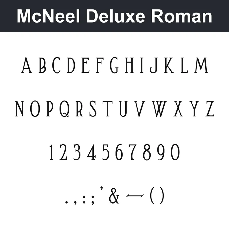 McNeel Deluxe Roman character chart