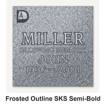 Frosted Outline SKS Semi-Bold carved in granite