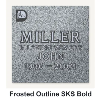 Frosted Outline Sks Bold carved in granite