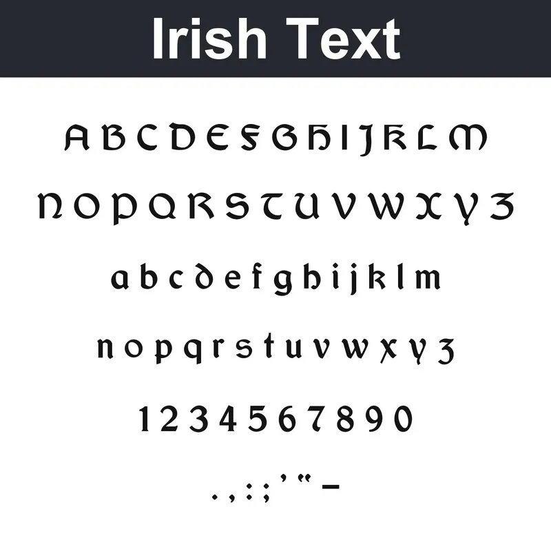 Irish Text character chart