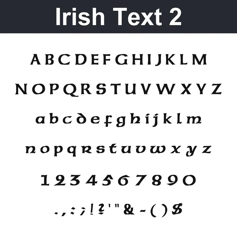 Irish Text 2 character chart