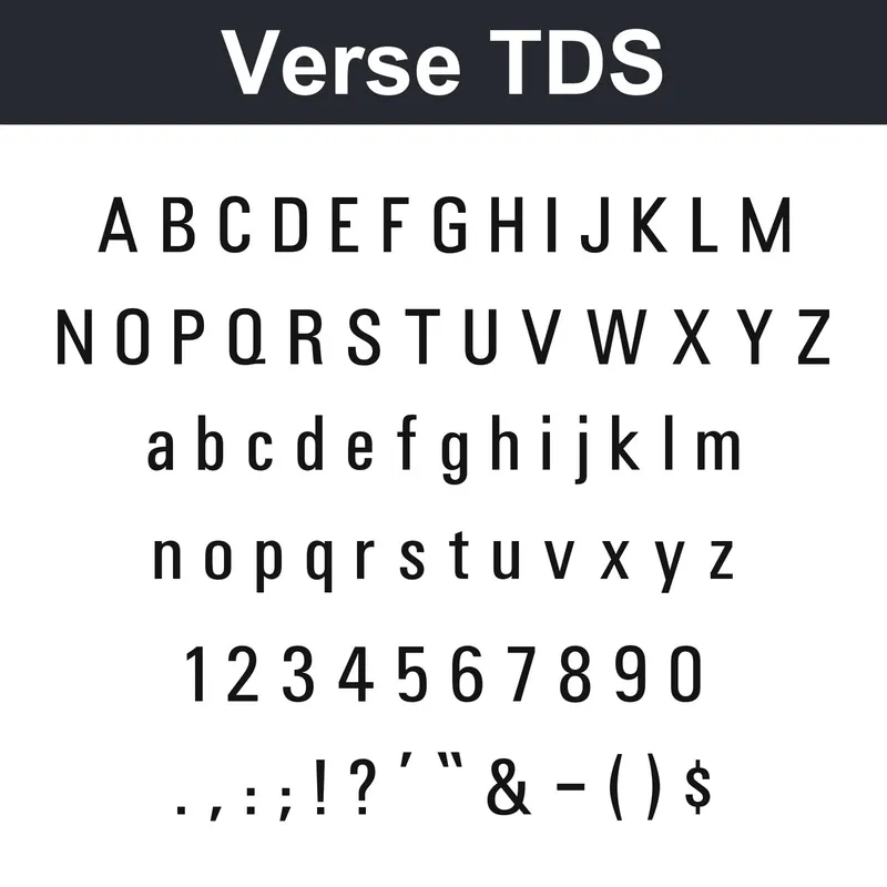 Verse TDS character chart