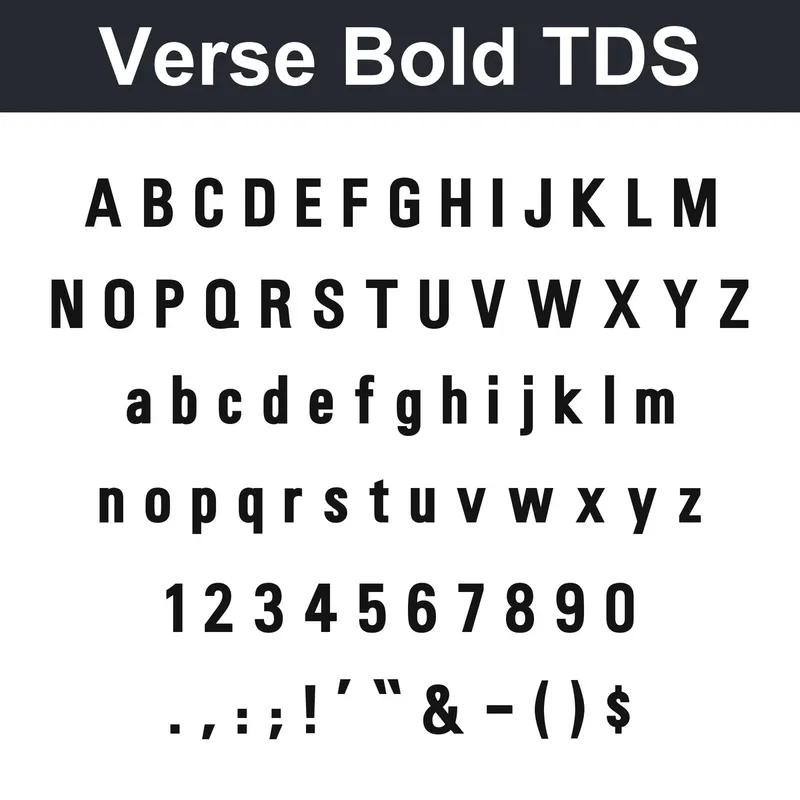 Verse Bold TDS character chart