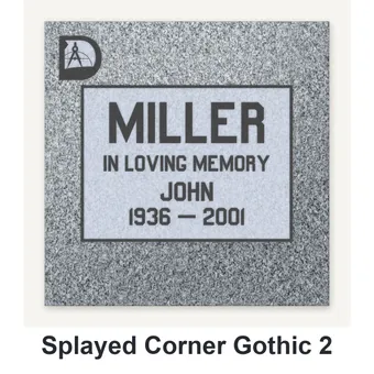 Splayed Corner Gothic 2 carved in granite