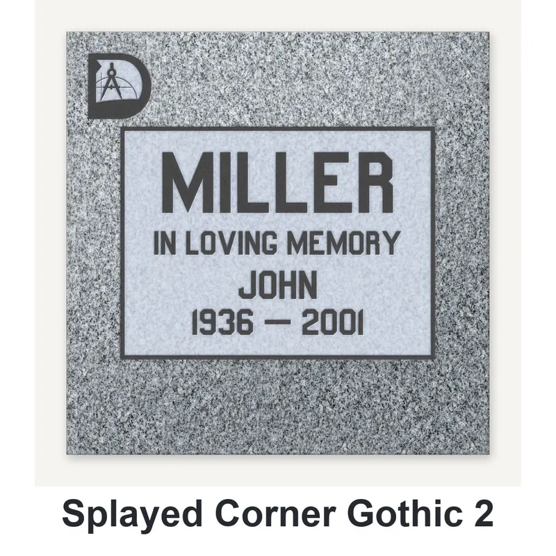 Splayed Corner Gothic 2 carved in granite