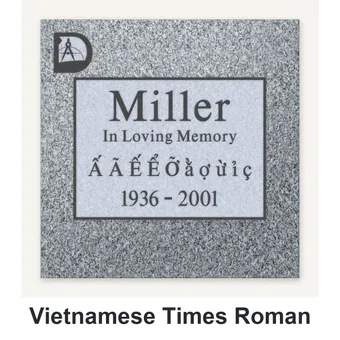 Vietnamese Times Roman carved in granite
