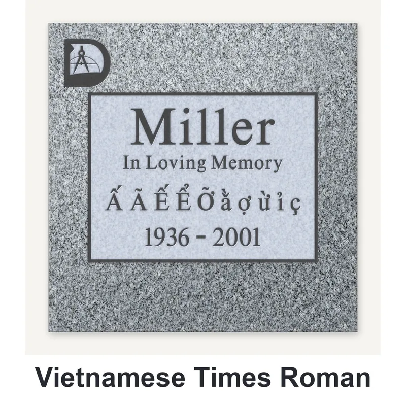 Vietnamese Times Roman carved in granite