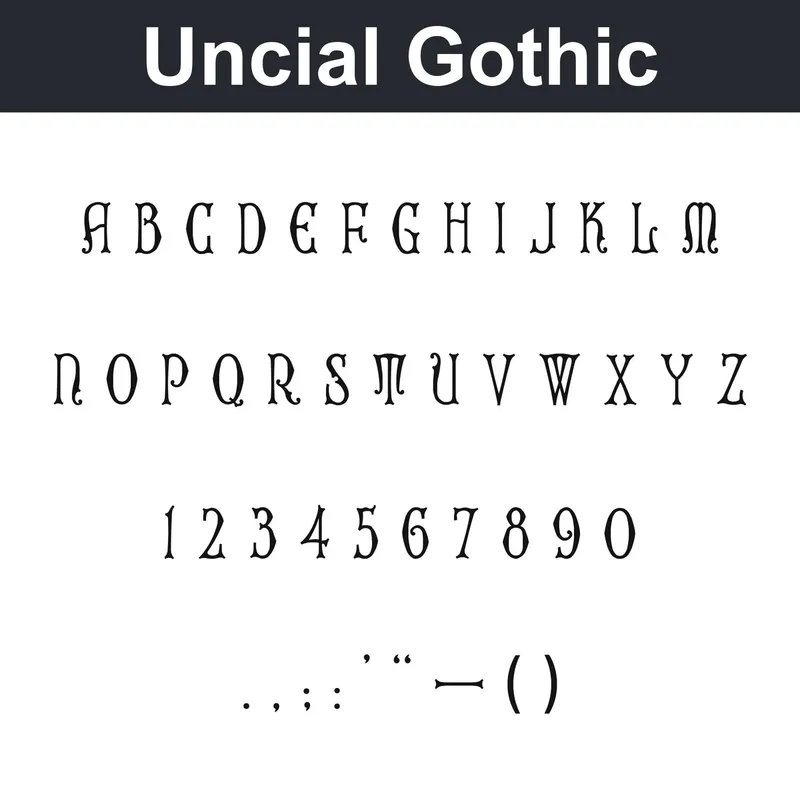 Uncial Gothic character chart