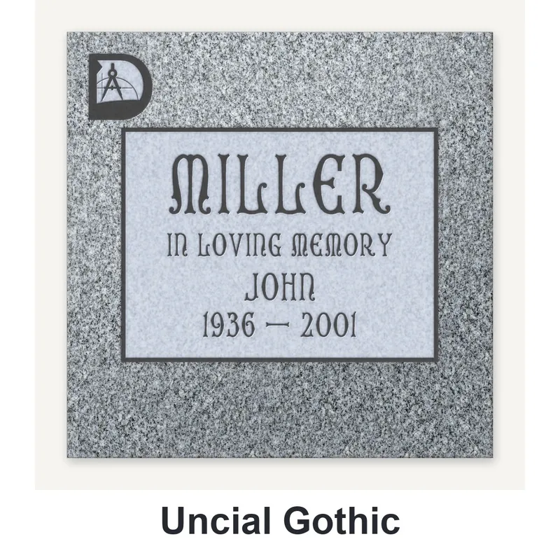 Uncial Gothic carved in granite