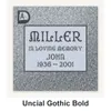 Uncial Gothic Bold carved in granite
