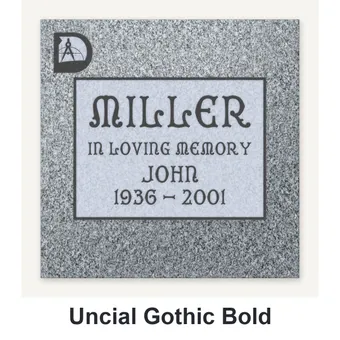 Uncial Gothic Bold carved in granite