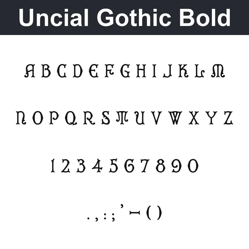Uncial Gothic Bold character chart