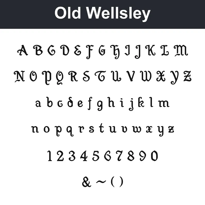 Old Wellsley character chart