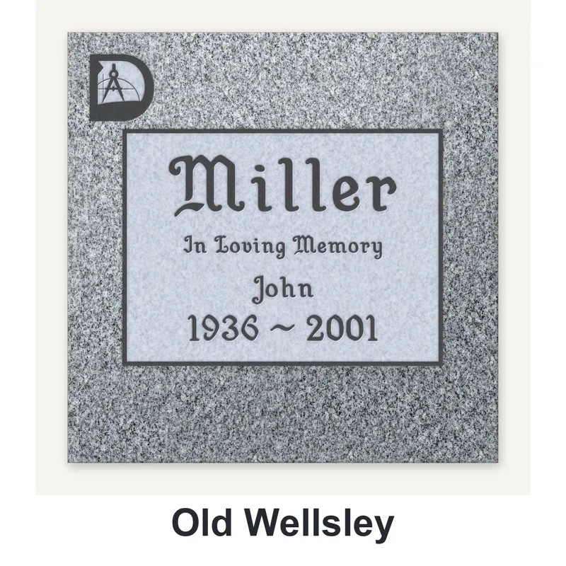 Old Wellsley carved in granite