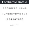Lombardic Gothic character chart