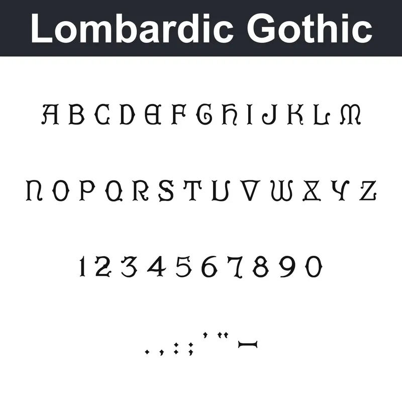 Lombardic Gothic character chart