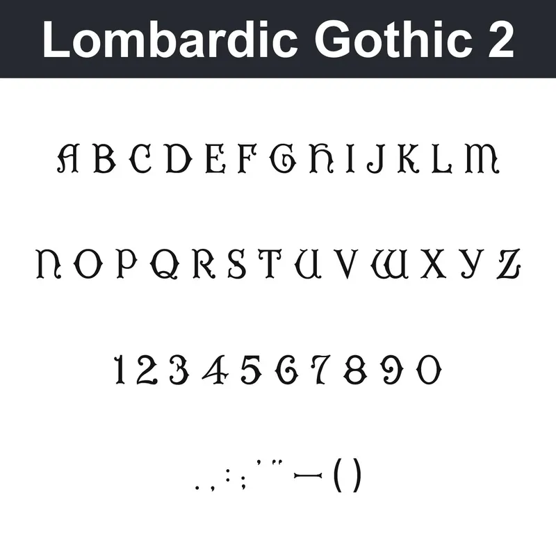 Lombardic Gothic 2 character chart
