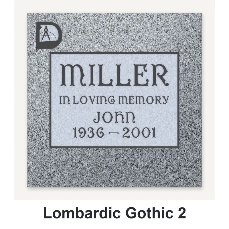 Lombardic Gothic 2 carved in granite