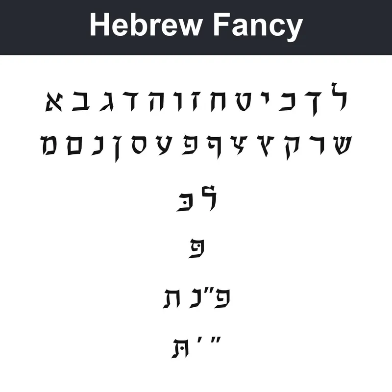 Hebrew Fancy character chart