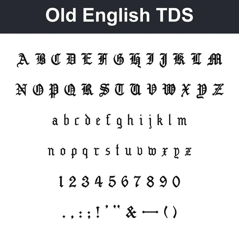 Old English TDS character chart