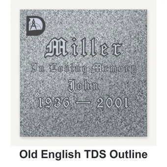 Old English TDS Outline carved in granite