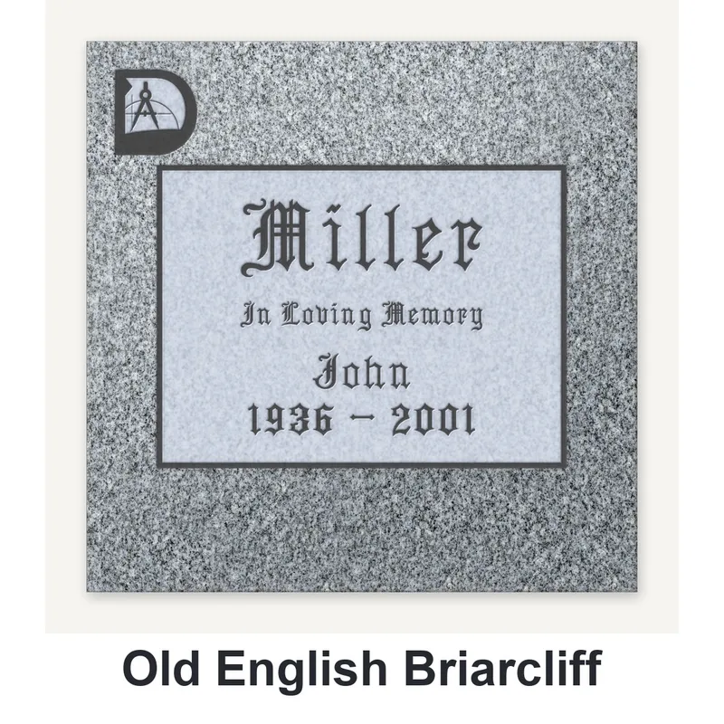 Old English Briarcliff carved in granite