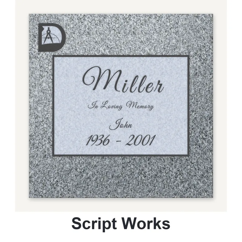 Script Works carved in granite