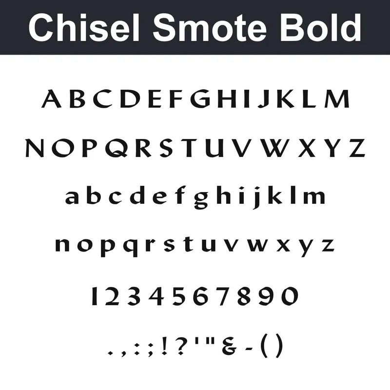 Chisel Smote Bold character chart