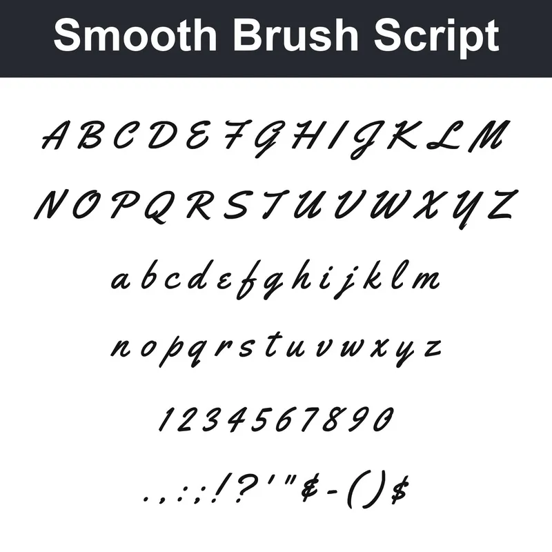 Smooth Brush Script character chart